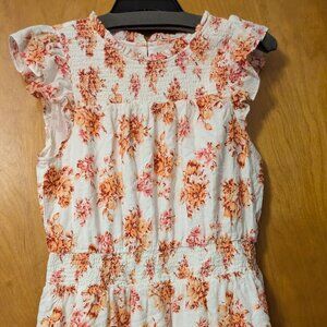 The Loft Pink and Orange Floral Thigh Length Dress